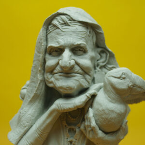 sculpture, witch, face, clay